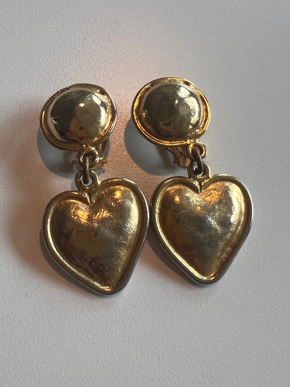 Vintage Yves Saint Laurent YSL Gold Heart Drop Clip-On Earrings – Made in France